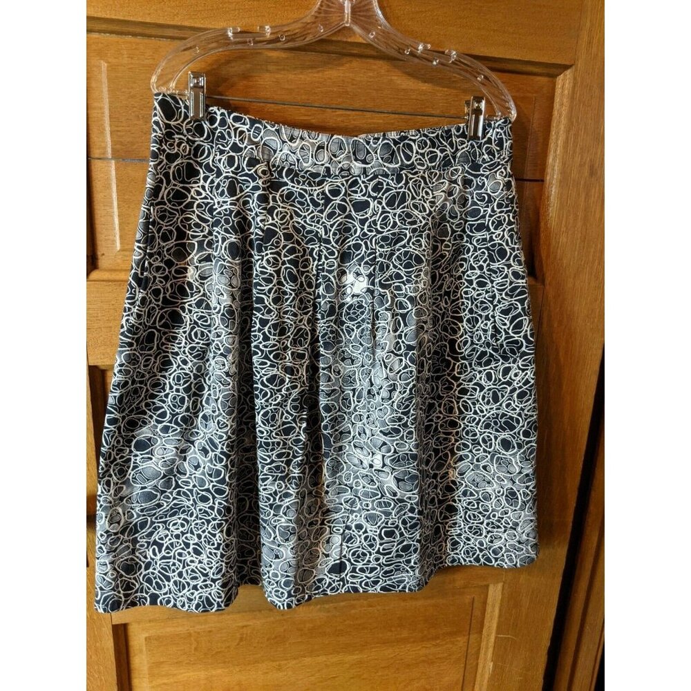 CJ Banks Size 10P Navy Blue Skirt White Circles Modest Christopher Womens Petite